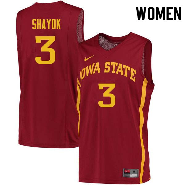 Women #3 Marial Shayok Iowa State Cyclones College Basketball Jerseys Sale-Cardinal